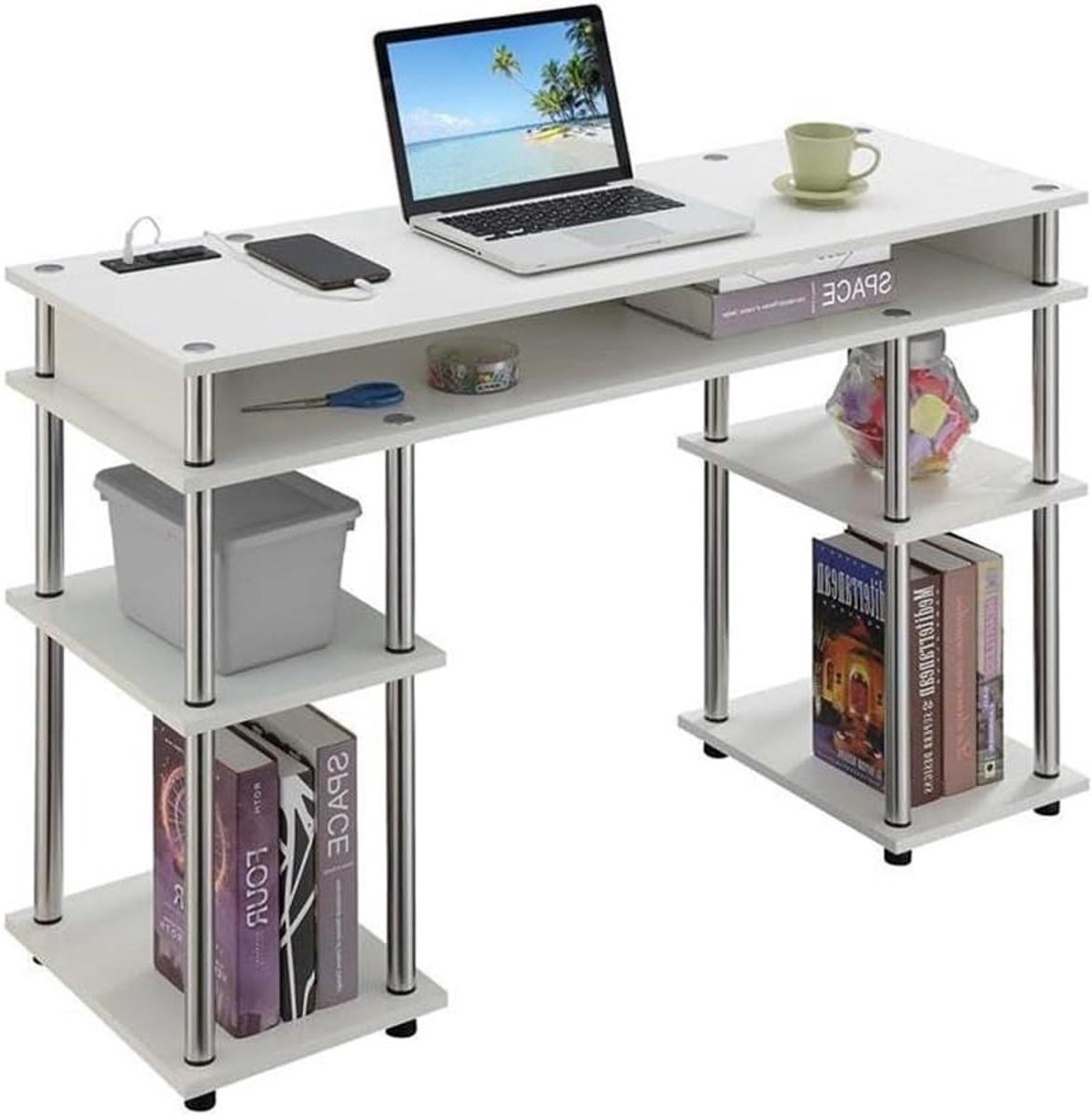 Convenience Concepts Designs2Go Tools Studentenbureau met laadstation, wit