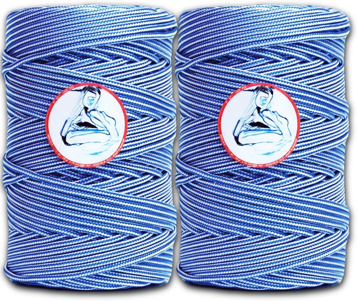Waslijn voor binnen- en buitenkleding, voor riemschijven, camping, tuinieren, gevlochten polypropyleen, Ø 4 mm, blauw, 2 x 50 m