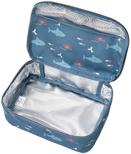 Fresk Koeltas - 2.5 L - Koelrugzak met 2 Ritssluitingen - Thermische Lunch Koeltas - Met Bestekvak - Waterafstotende Lunchtas - Blauw - Shark van Fresk — afbeelding 5