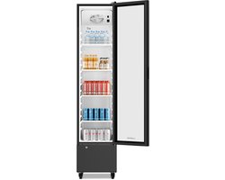 Klarstein Drankkoeler GrandCooler commerciële koelkast 220 L – met LED-verlichting (wit/blauw), instelbare temperatuur 0–10 °C, 4 planken - Drankenkoelkast - voor Bar - Thermostaat - Drankkoelkast - Drankenkoeler - Beverage Cooler