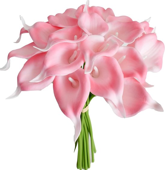 Nep Calla Lelies - Zijde Bloemen - Huis Decoratie - Milieuvriendelijk Materiaal - 35 cm Hoog - Roze
