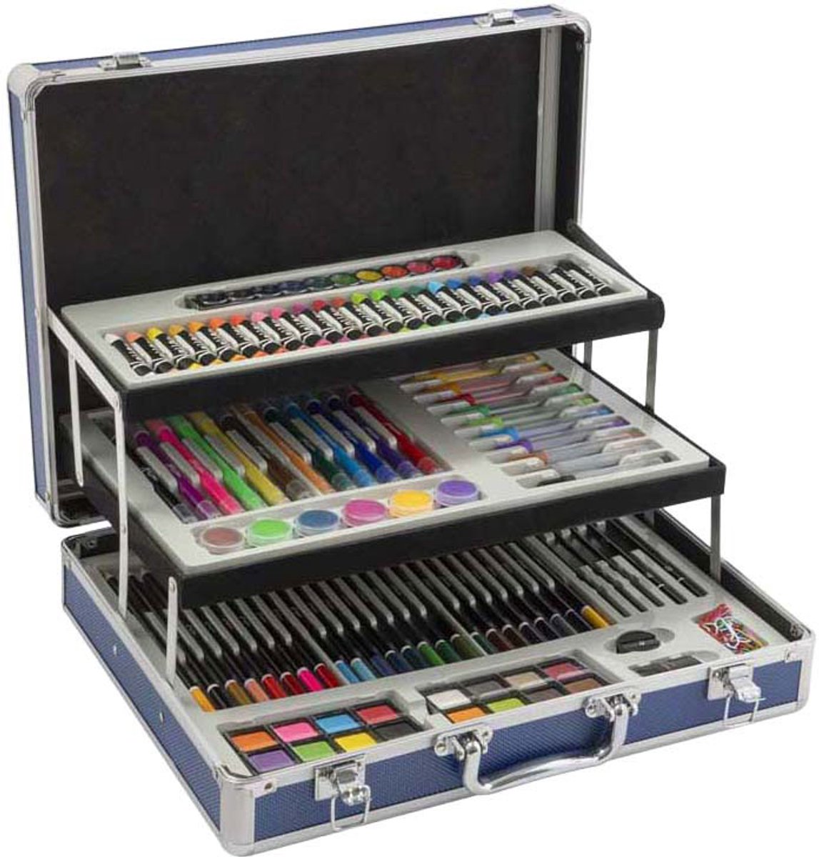 Tekendoos voor Kinderen en Volwassenen 139pcs met kleurpotloden en waskrijt - Schilderkisten - Stiften - Metalen Opbergkoffer — afbeelding 5