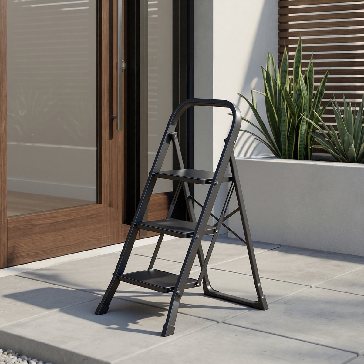 SONGMICS - Ladder - Drieladige Opvouwbare Huishoudtrap - Met Klapbeveiliging - Belastbaar tot 150 kg – foto 5
