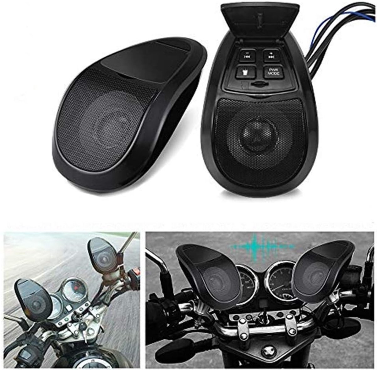 Motorfiets Audio Systeem - Bluetooth Speakers - Muziek Luisteren - Waterdicht FM Radio - 2 Stuks - Zwart