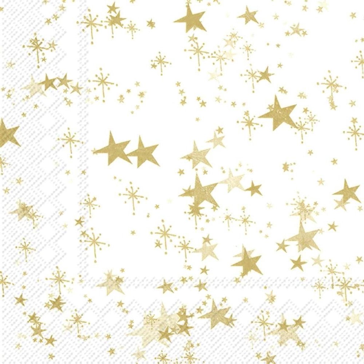Papieren servetten - Lunch servetten - Tafeldecoratie - Sterrenhemel design - Medium - Wit Goud
