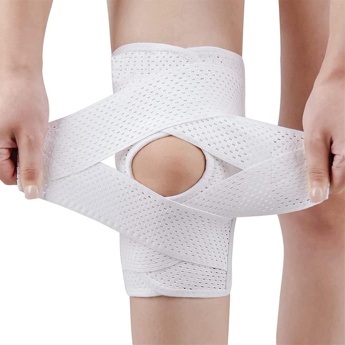 Sander Shop Kniesteunbrace Voor Mannen En Vrouwen,Kniesteun,Meniscus Met Patella Gelpads En Zijstabilisatoren,Kniesteun Voor Gezwollen Acl, Pees, Liggament En Meniscusletsel,Voor Gym,Gewichtheffen-XL(wit)