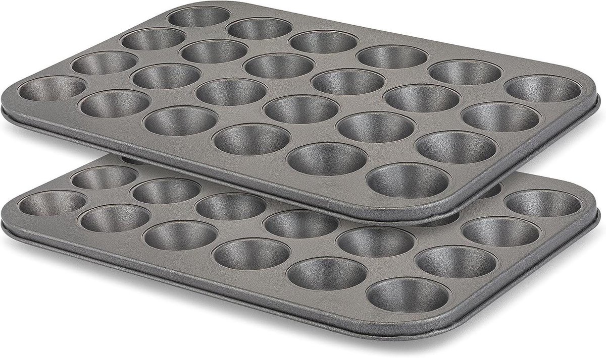 Mini Muffinvorm - Cupcakevorm - Bakken met gezin - 24 kopjes - Set van 2 - Grijs
