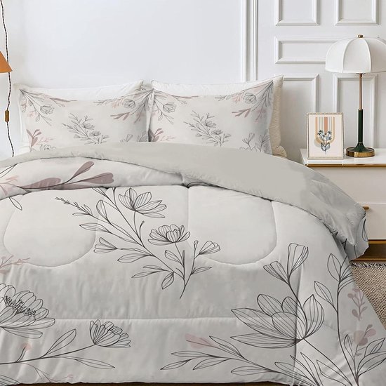 Dekbed - Dekbedovertrek - Alle seizoenen - Omkeerbaar - 200 x 200 cm - Grijs