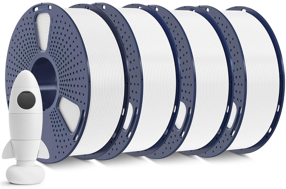 PLA Filament Set - 3D Print Materiaal - 3D Printen - Netjes Gewikkeld - 4x 1kg Spoelen - Mat Wit