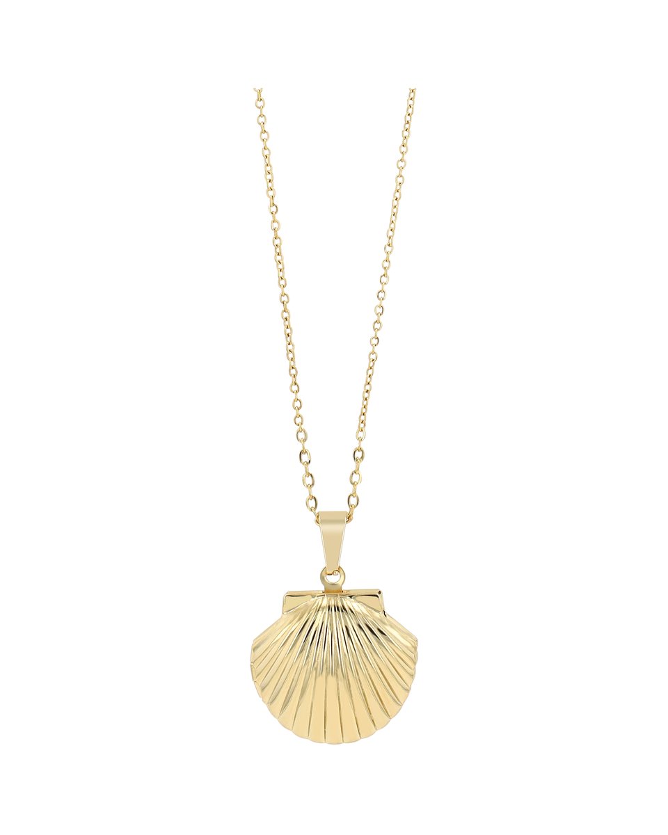 AKZENT Akzent dames ketting met hanger Gilda "Gilda", ketting met schelpvormig medaillon, roestvrij staal,
