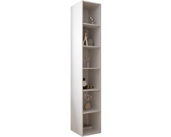 MEBLE KRYSPOL Inova 1 Boekenkast - Bibliotheekplankkolom - Opbergmeubel - voor Woonkamer, Slaapkamer, Kinderkamer - 236,7x40x45cm - Wit