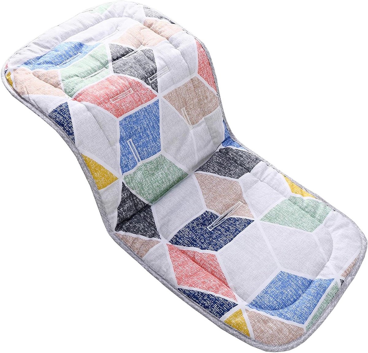 Zitkussen Kinderwagen - Ondersteuning Baby Kind - Comfortabel Reizen - Zacht en Omkeerbaar - Universele Pasvorm - Roze Grijze Veelhoek