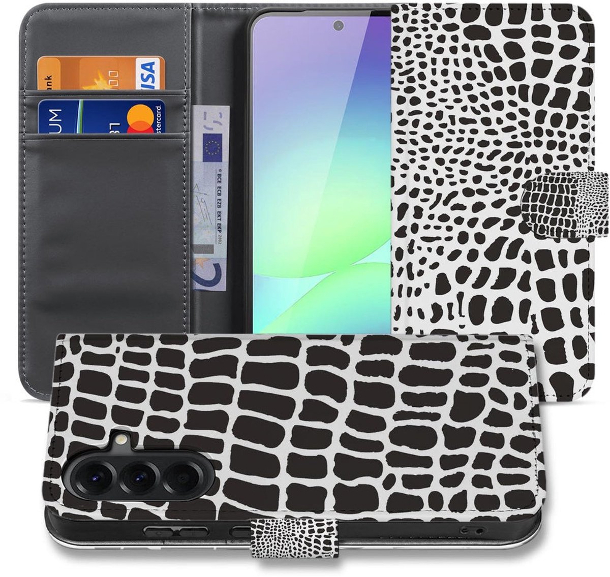 Bookcase Samsung Galaxy A37 Slangenprint met Pasjeshouder