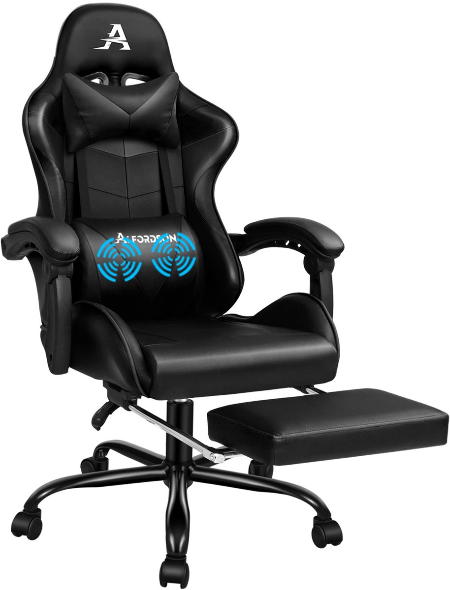 Ergonomische race gaming bureaustoel met verstelbare en in hoogte verstelbare voetsteun en belasting 180 kg