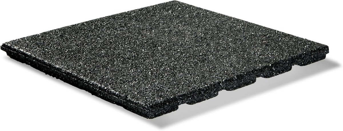 Rubberen Tegels - Vloerplaten Valbescherming - Terras Trottoir - Schokabsorberend Antislip - 40x40x25 cm - Zwart