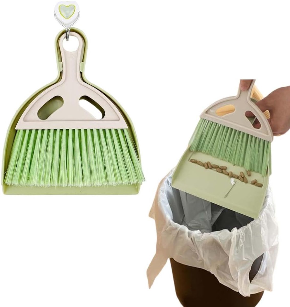 Mini Veegset - Kleine Borstel - Snel Opruimen - Ruimtebesparend Design - Compact Formaat - Groen