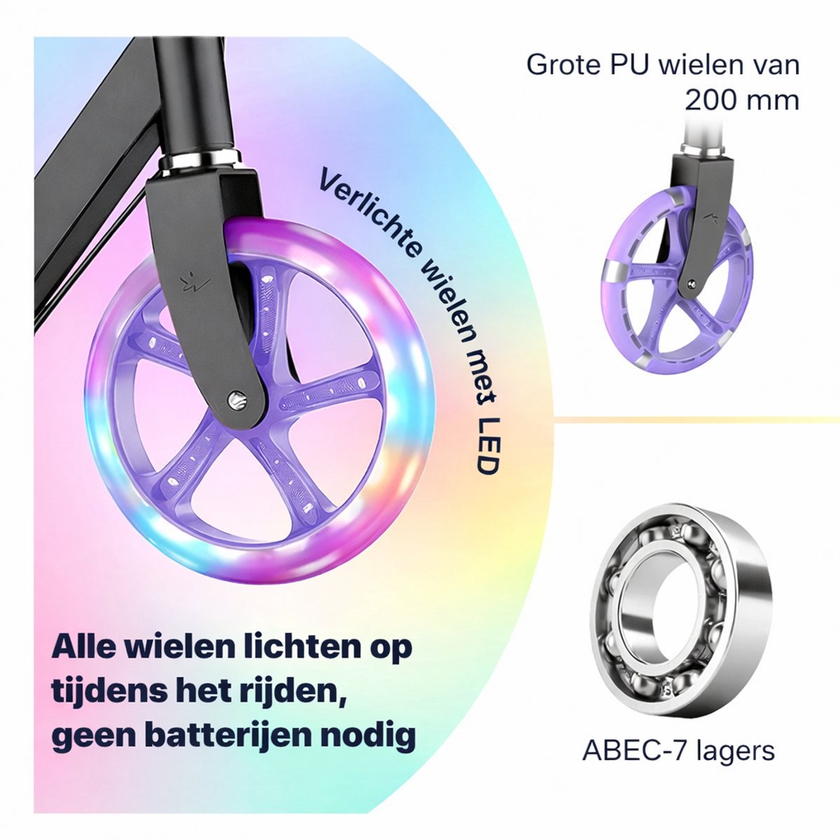 Step-Opvouwbare Step Verstelbaar stuur - Kinderstep 20 cm wielen met verlichting - Dubbel remsysteem - Draagvermogen 100 kg - Kinderen en Volwassenen-Paars thumbnail 6