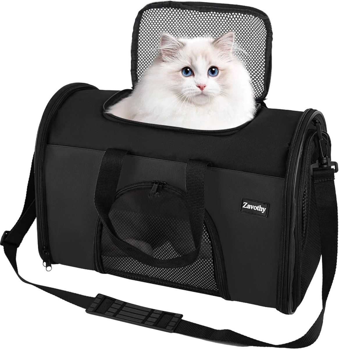 Reismand Huisdier - Draagtas Kat Hond - Veilig Vervoer - Ademend Opvouwbaar - 43 x 23 x 31 cm - Zwart