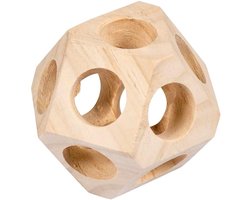 Speelbal Knaagdier - Houten Bal - Stimuleert Knaaginstinct - Natuurlijk Materiaal - 10 x 10 x 10 cm
