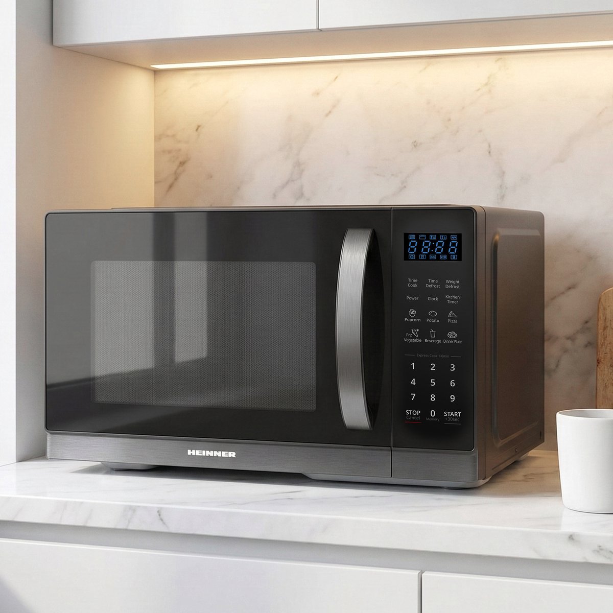 Heinner Vrijstaand Magnetron 25L – Digitale Bediening – 11 Vermogensniveaus – Ontdooifunctie – Timer – 900 W – Zwart — afbeelding 5