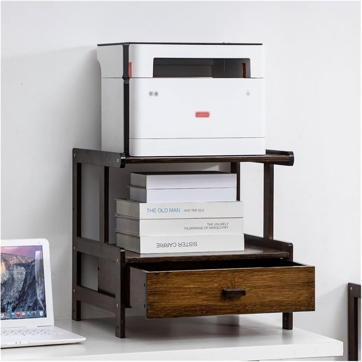 Printerstandaard - Bureau organizer - Kantoorruimte - Ruimtebesparend ontwerp - Bamboe