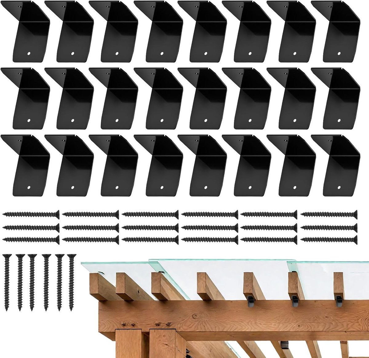 Zwarte Balkhouders - Stevige Bevestigers - Dak Constructie - Verzinkt Staal - 1016 cm - Zwart