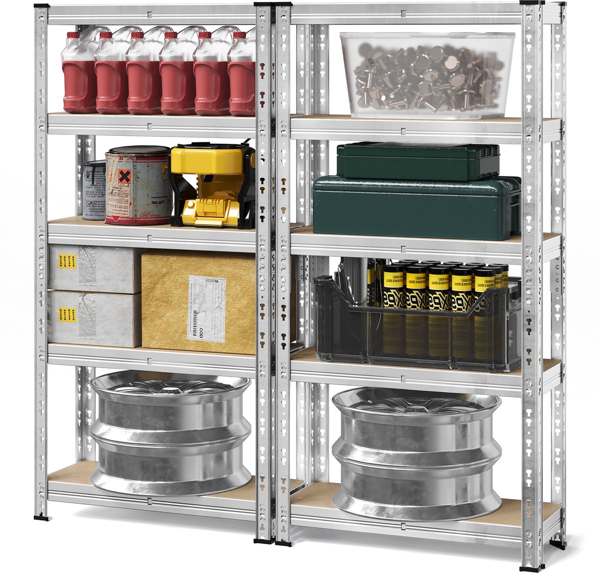 SONGMICS - Stellingkast - Opbergrek - Set van 2 - Max 875 kg - Verstelbare - Eenvoudige Montage