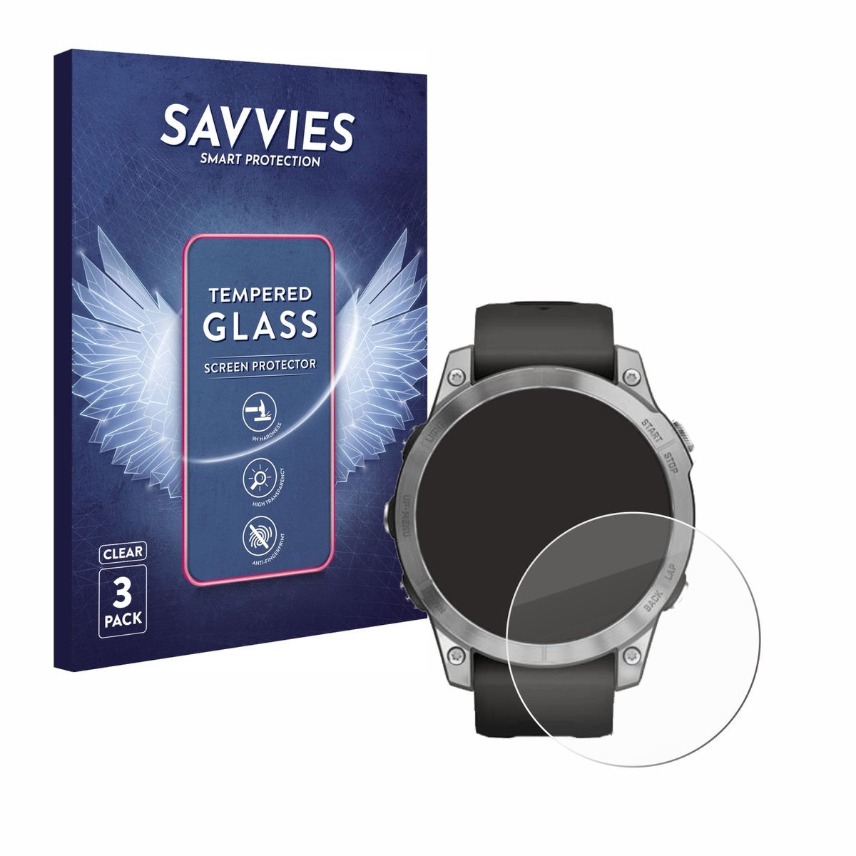 Savvies - Glas Screenprotector voor Garmin Fenix 7 (47 mm) - Gehard Beschermglas 9H 3 Stuks