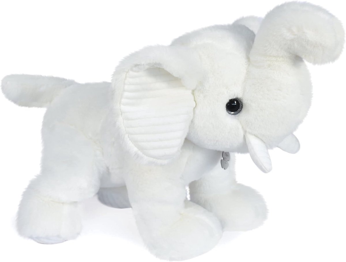 Pluche Olifant - Knuffel Dier - Babykamer Decoratie - Zachte Jersey Oren - 45 cm - Wit