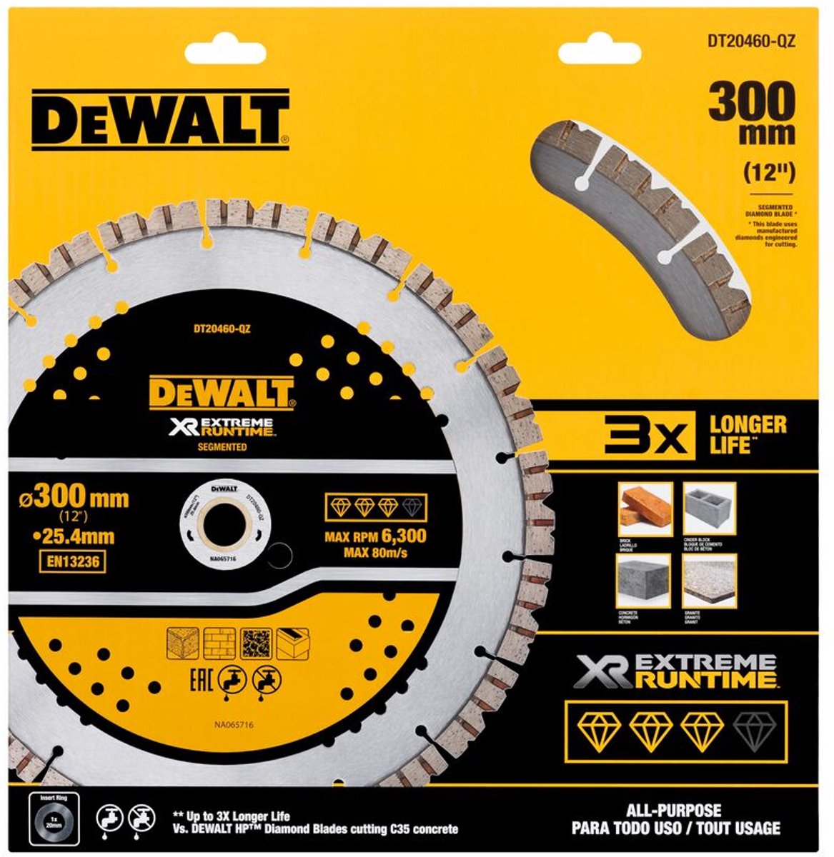 DeWalt Elite Series - Diamantdoorslijpschijf - 305mm - Universeel gebruik - Turbo Segment