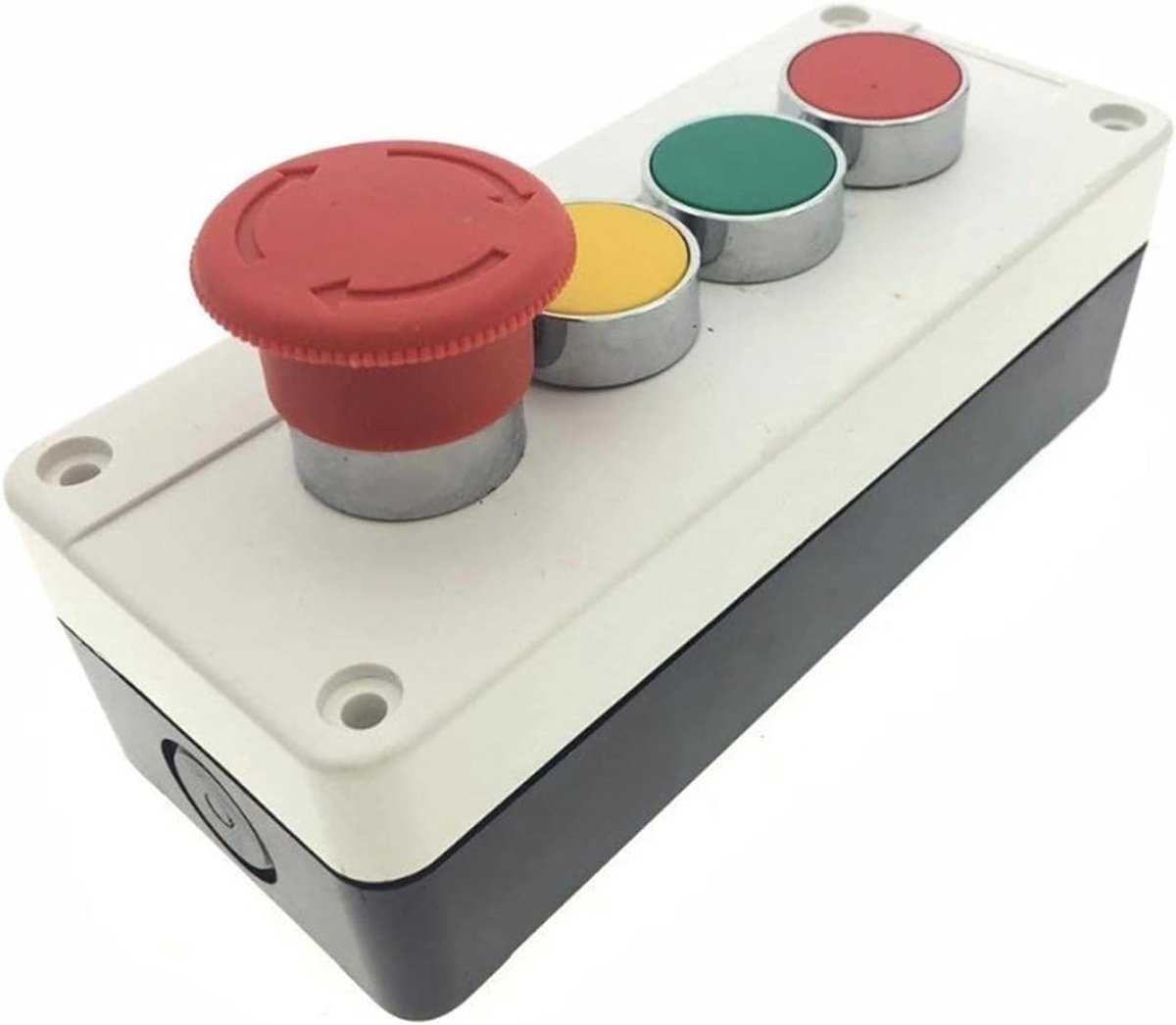Noodstop Drukknop - Veiligheidsschakelaar Paneel - Industriële Automatisering - Klinkend Contact NC - 40mm Paddestoel - Rood Grijs