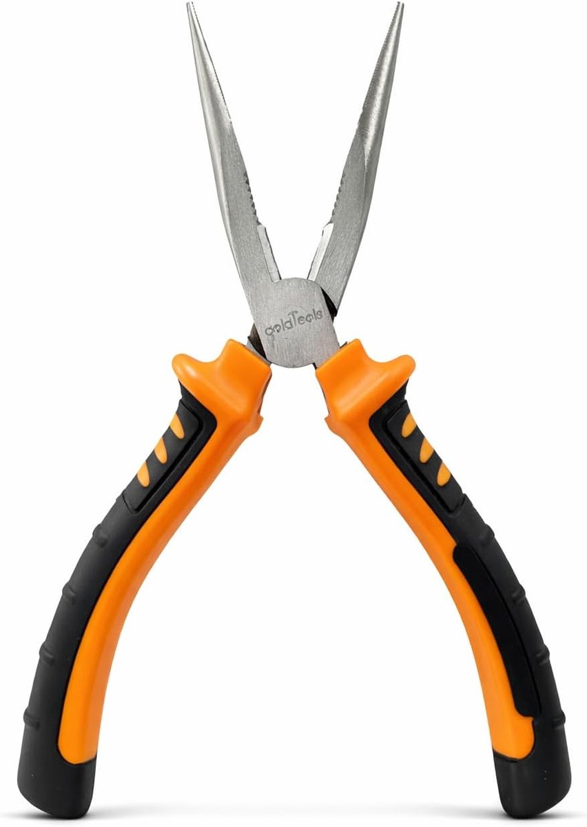 Lange Tang - Precisie Tang - Klus & Reparatie - Ergonomische Handgreep - 200 mm - Oranje Zwart