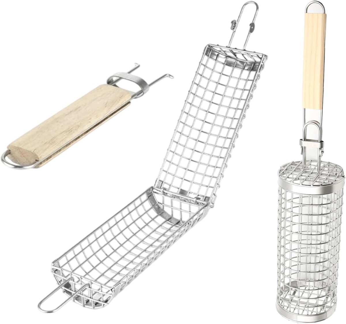 Grillmand Set - Oprolbare Nestmanden - Groenten Grillen - Opvouwbaar Design - 2 Maten