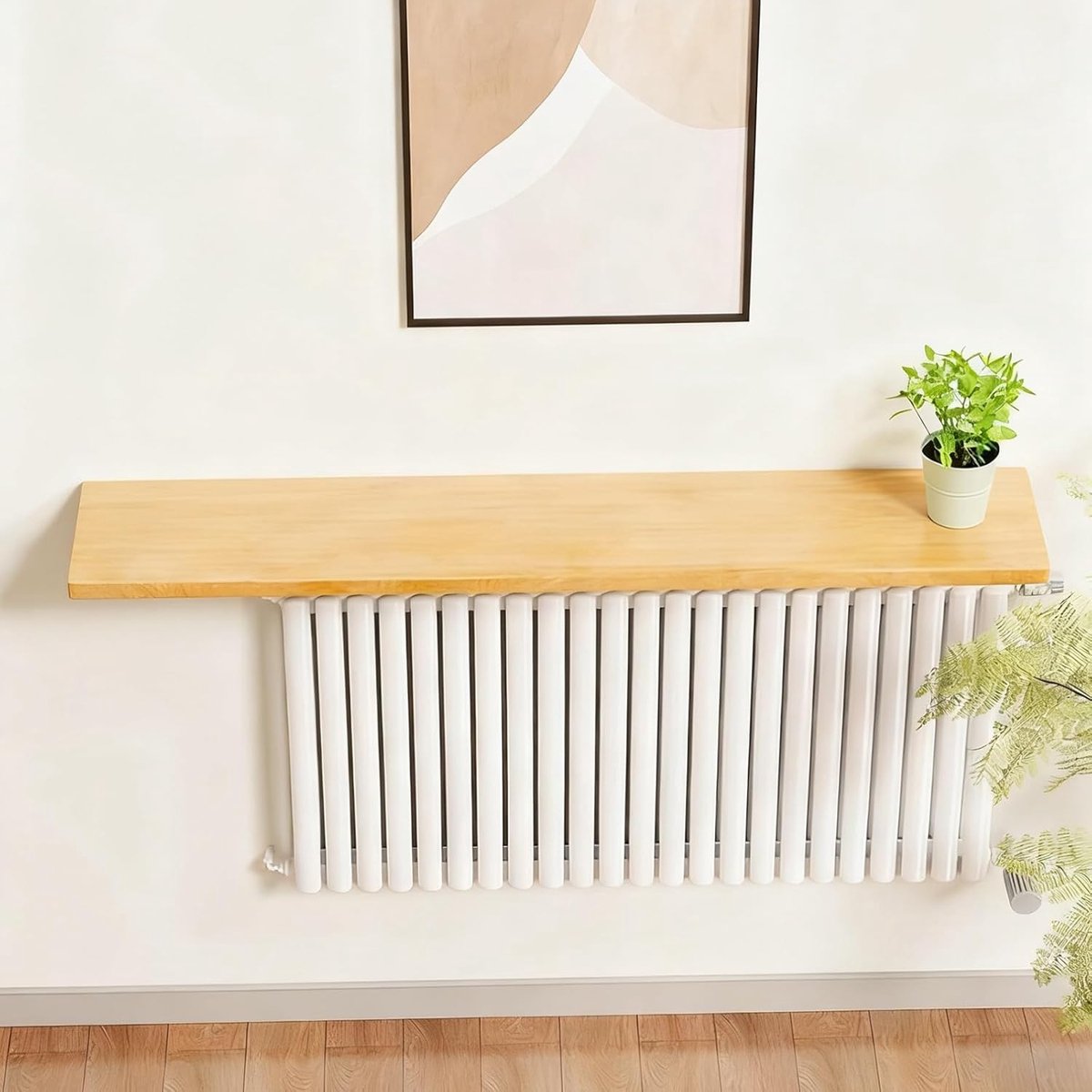 Drijvende radiator plank - Wandplank grenenhout - Ruimtebesparend opbergen - Eenvoudige installatie - 50x30 cm - Houtkleur