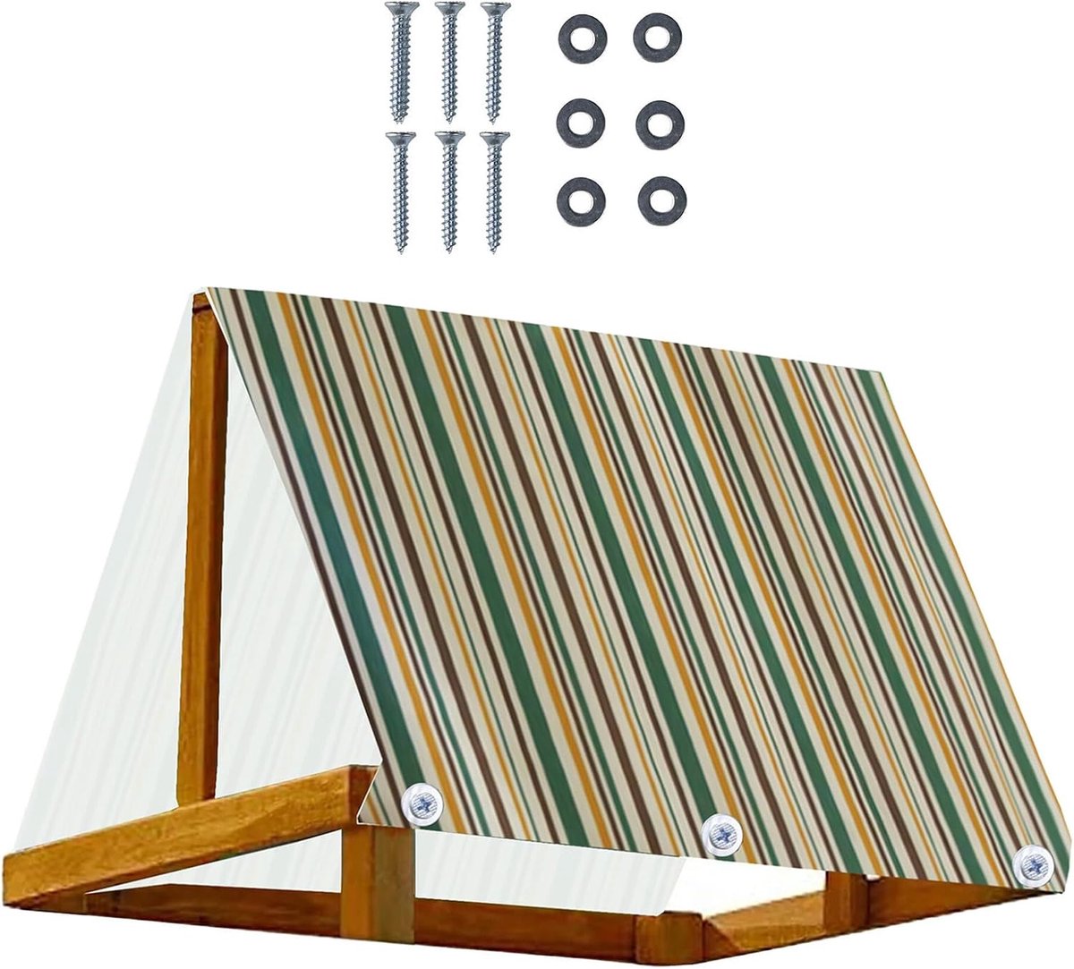 Speeltoestel Overkapping - Speelhuisje Dak - Buiten Spelen - Waterdicht Oxford Materiaal - 228 x 109 cm - Groen Geel Gestreept