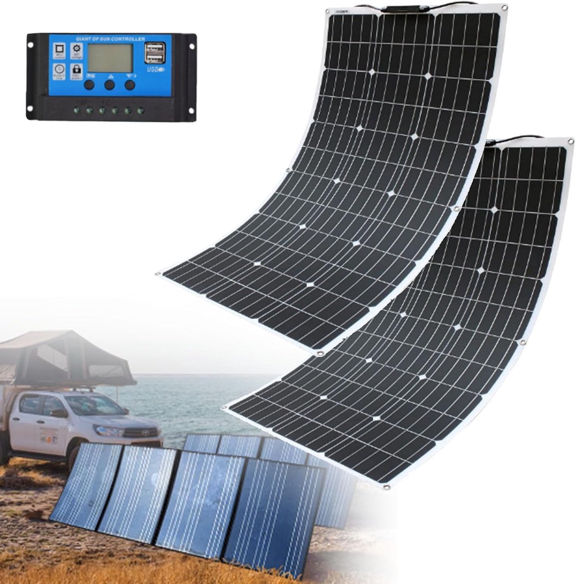 Flexibel Zonnepaneel - Fotovoltaïsche Module - Opladen Camper Boot - Monokristallijn Silicium - 400W 12V