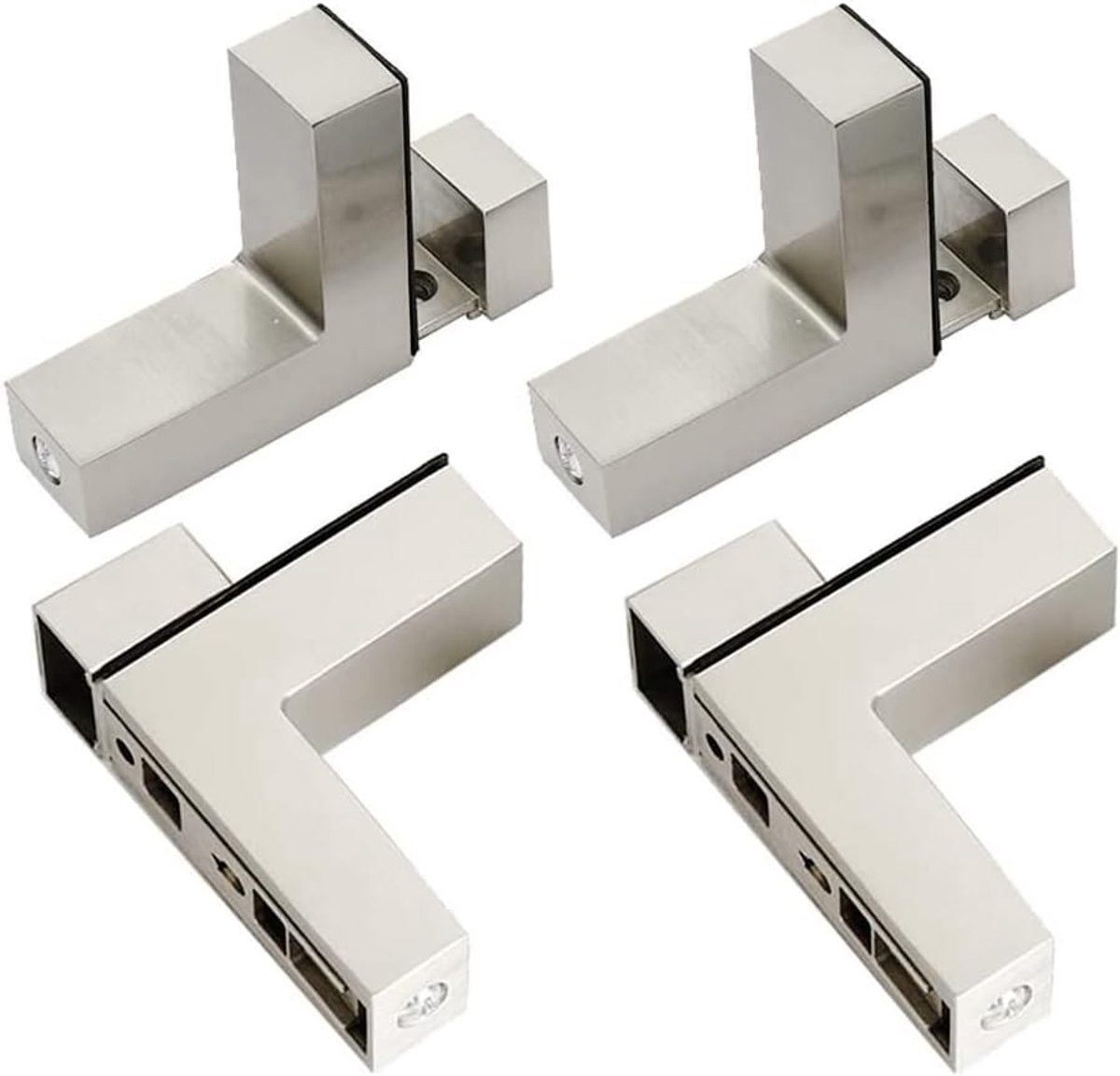Glazen Plafondsteunen - Draagbeugels - Planken Bevestigen - Verstelbaar F-Design - 3-28mm Dikte - Zilver