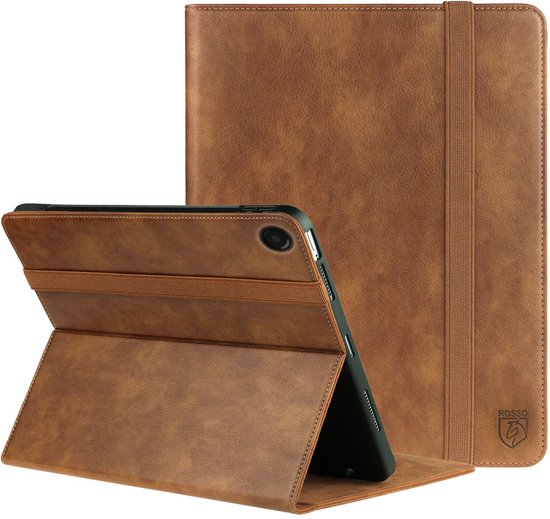Samsung Galaxy Tab A11 Plus Hoes Rosso Element | Kunstleer Book Case Bruin | Bescherming, Sleep/Wake, Elastische Band, Standaard, Penhouder