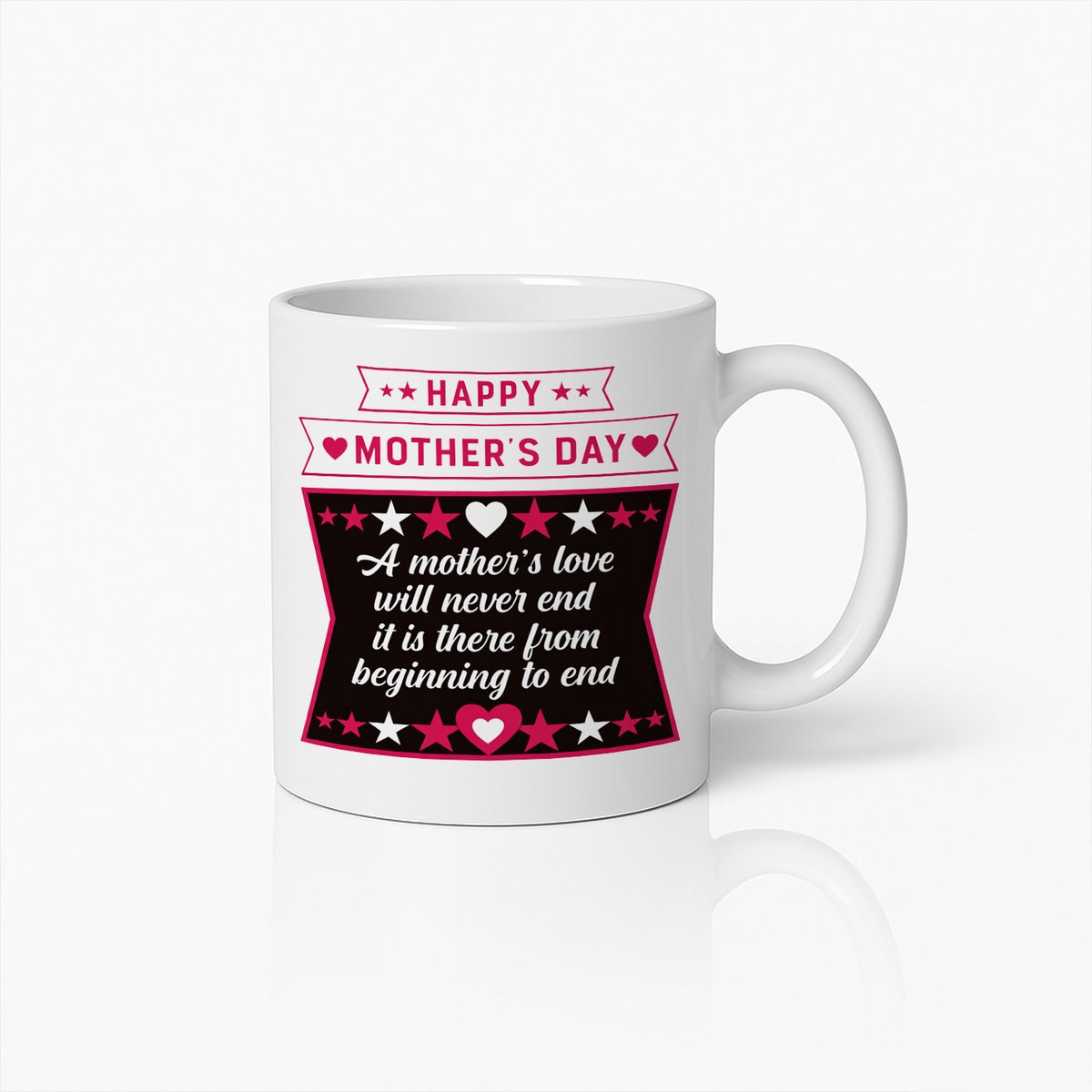 Moederdag Mok - A Mother's Love Will Never End - Inspirerende Tekst - Wit Keramiek