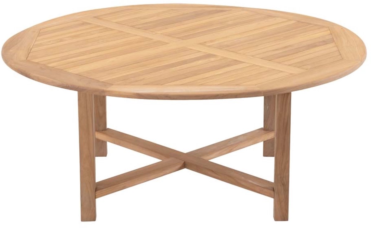 Lesli Living - Tuintafel teak - Zwart - Ø120x75cm