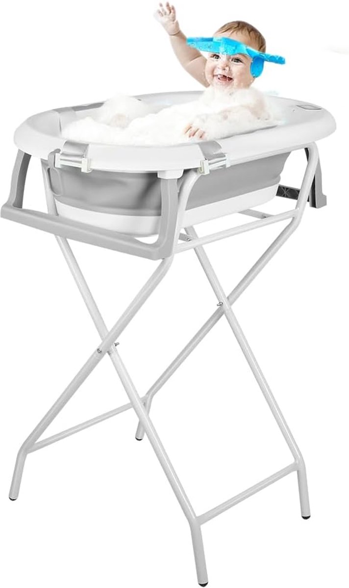 Babybadkuip met standaard - XL badkuip baby - Veilig badderen - Opvouwbaar ontwerp - 815 x 48 x 21 cm