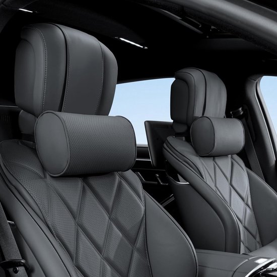 Neksteun Kussen - Autokussen - Autorijden - Traagschuim Vulling - 2 Stuks - Zwart