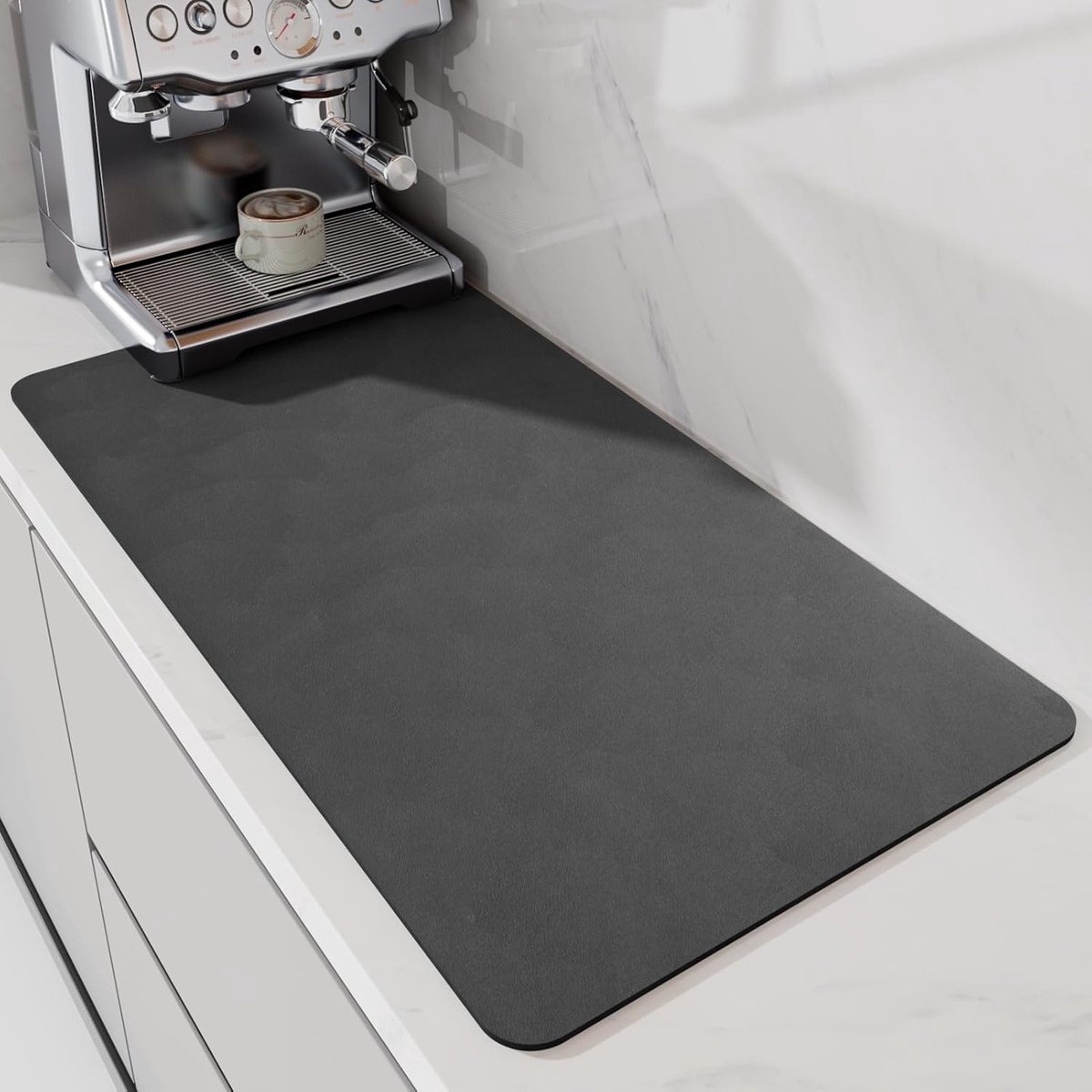 Koffiemat - Afdroogmat - Keukenblad Beschermen - Absorberend - 80x43cm - Grijs
