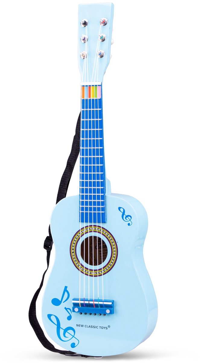 Woet® Houten Speelgoedgitaar met Draagriem - Blauw met Muzieknoten - Speelgoedinstrument - Mijn eerste Gitaar Inclusief Muziekboekje - Speelgitaar voor Kinderen - Vanaf 3 jaar — afbeelding 7