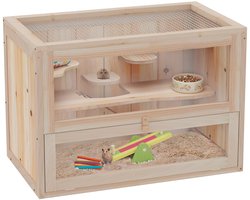Roossentials hamsterkooi - Knaagdierkooi - Hamsterverblijf - Hamsterhuis - Hamsterkooi hout - Met loopruimte - 2 laags -