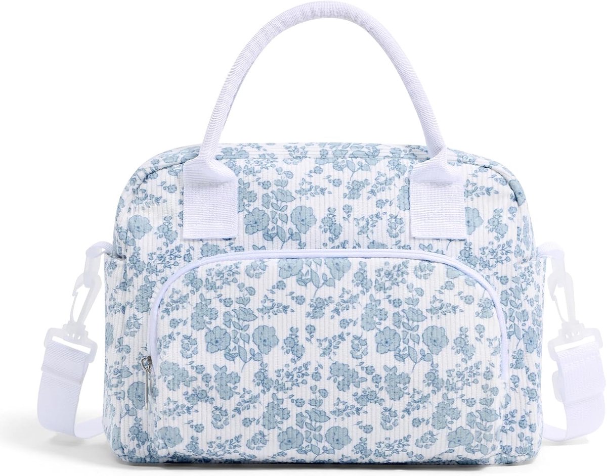 Picknicktas met Meerdere Vakken - Picknickmand - Lunchtas - Lunch Bag - Koeltas - Koelrugtas - Koelrugzak - Cooler Bag - Thermotas - Polyester - 12L - Blauwe Bloem - van Imperatoris