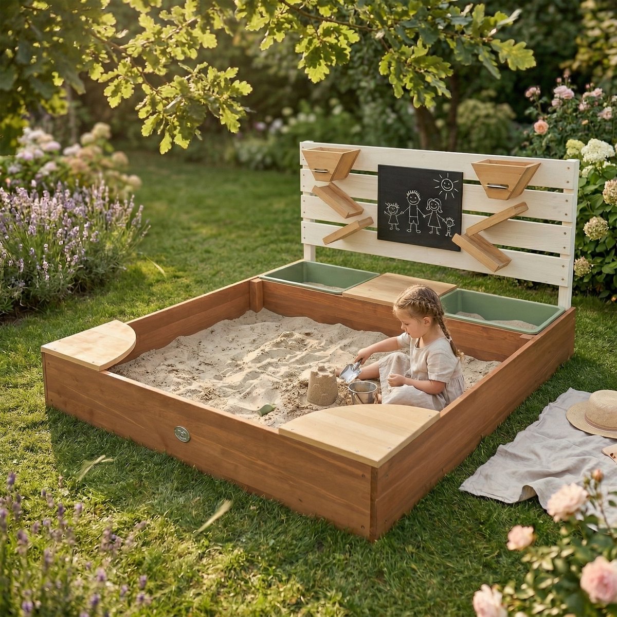 AXI Cato zandbak met zand & waterbakken en Speelwand Beige/bruin- Zand & Water - Inclusief afdekzeil en gronddoek - 10 jaar garantie! — afbeelding 3