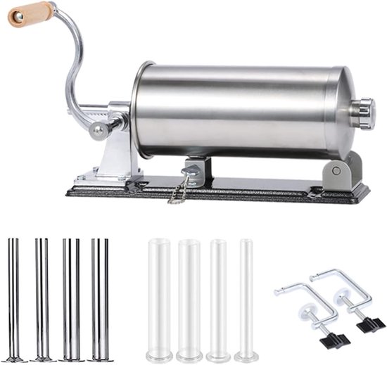Zylo® Worstenvuller - Worstenmaker - Worstmaker - Worstmachine - Worstenvul Machine - Buis in 8 Maten - 17x35x16cm - Zilver van Merkloos — afbeelding 5