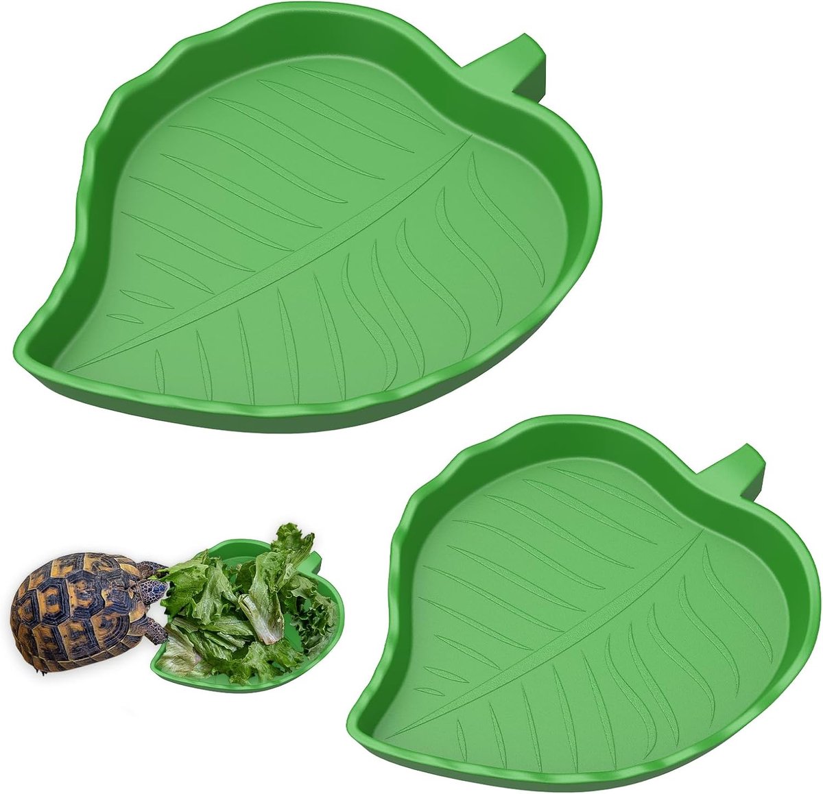 Reptielen Waterschaal - Voedselbak - Terrarium Inrichting - Set van 2 maten - 22.6 x 15.8 x 1.8 cm - Grijs
