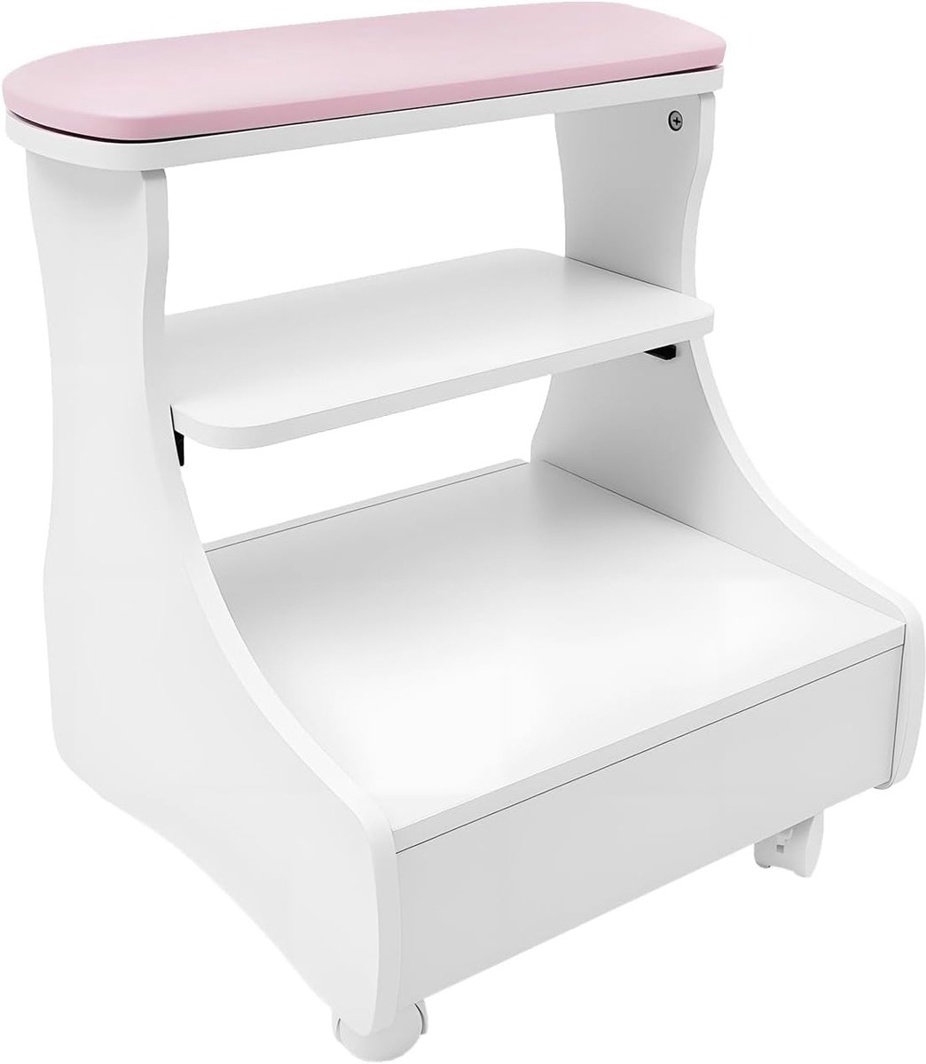 Voetenbankje Met Wielen - Voetenbad Kruk - Pedicure Massage - Afneembaar Vak Lade - 41 x 52 x 55 cm
